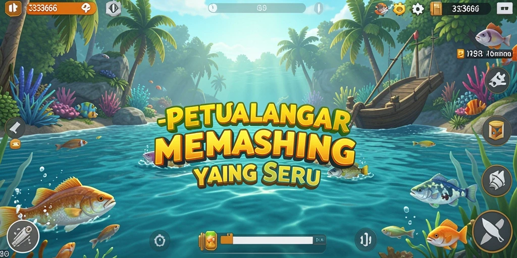 Tampilan gameplay 333666 dengan aksi memancing yang seru dan mendebarkan.