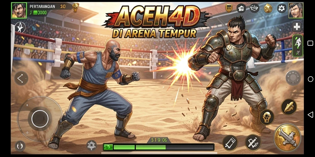 Tampilan aksi epic dalam pertarungan game ACEH4D.