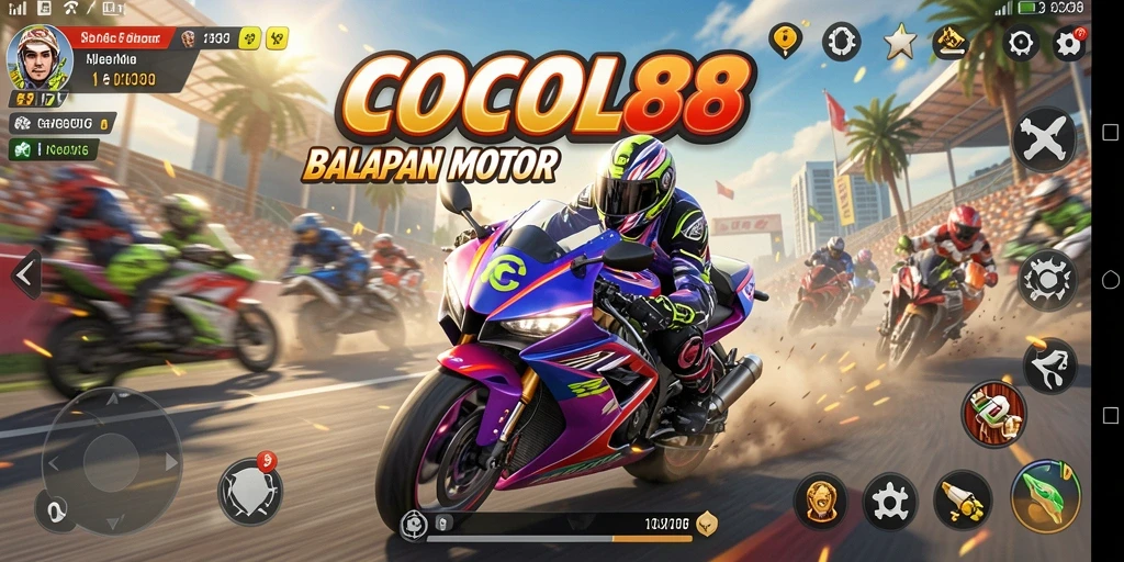 Tampilan layar dari gameplay COCOL88 yang menampilkan balapan seru.