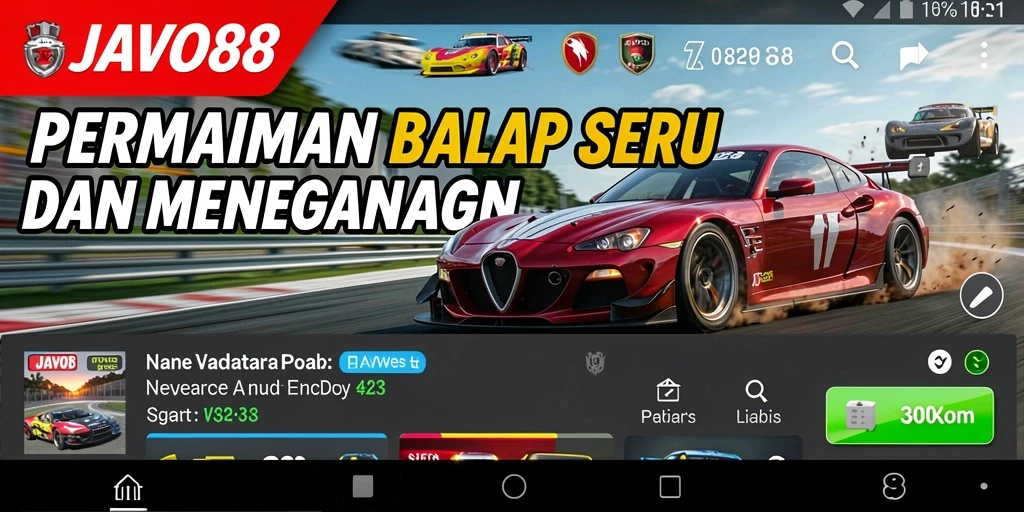 Screenshot menampilkan gameplay balap menegangkan di JAVO88.