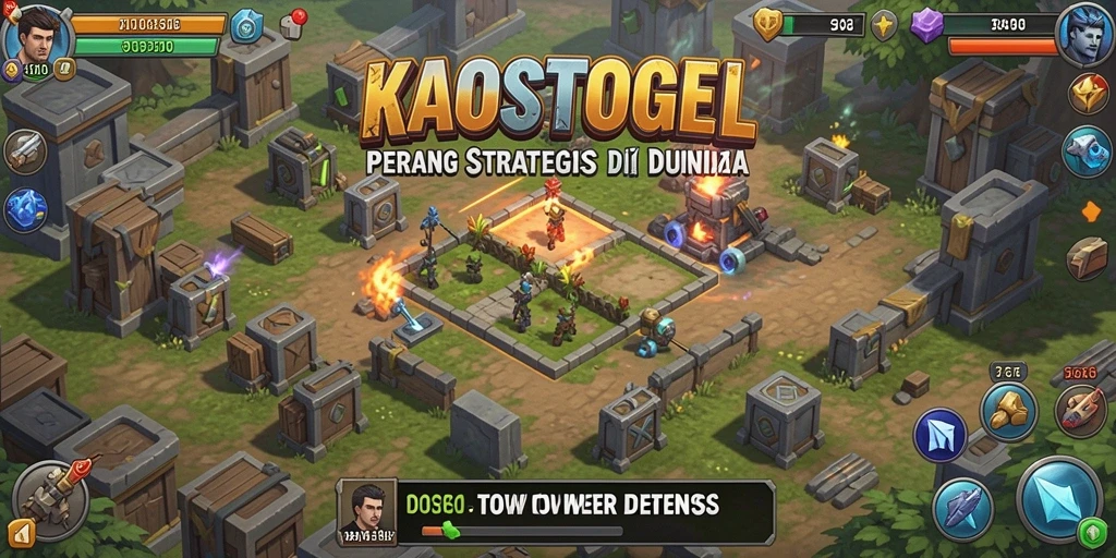 Menampilkan gameplay seru dari KAOSTOGEL Tower Defense.