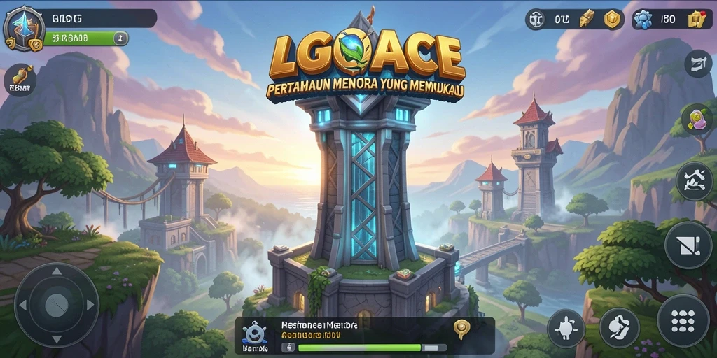 Tampilan menarik dari gameplay LGOACE dengan menara bertahan.