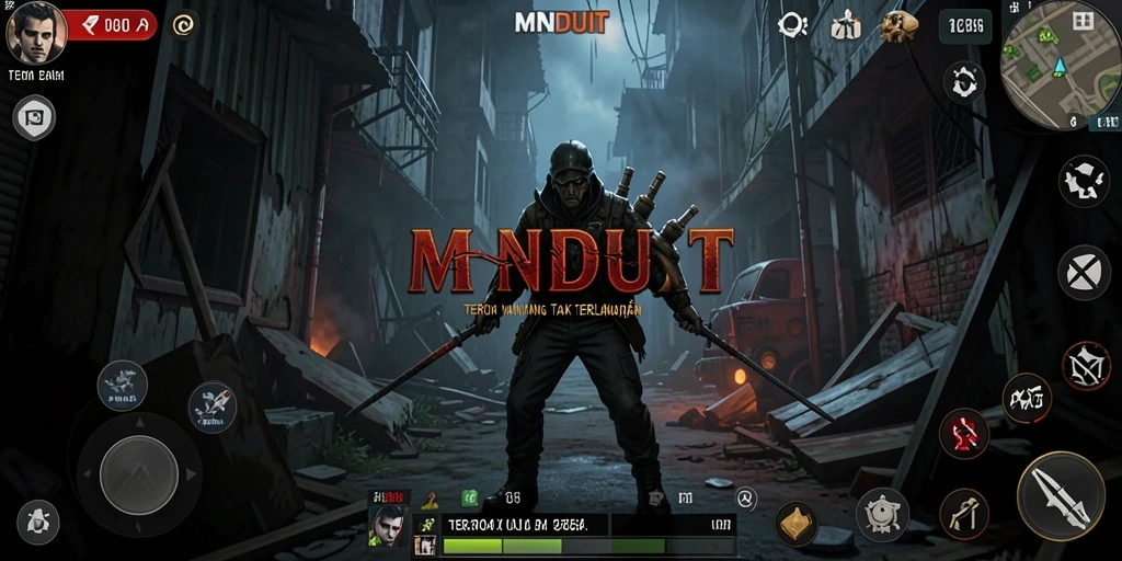 Screenshot gameplay MNDUIT yang menampilkan suasana horor yang mencekam.