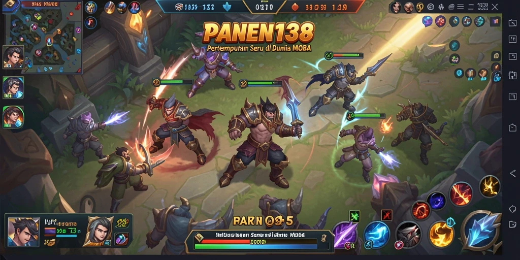 Tangkapan layar dari gameplay seru PANEN138 di arena MOBA.