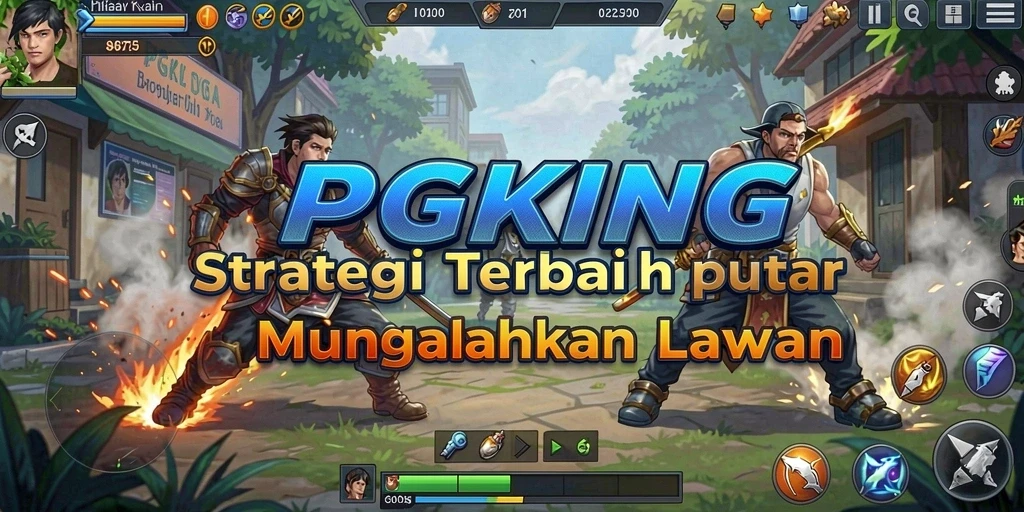 Tangkapan layar utama PGKING menampilkan aksi strategi yang intens.