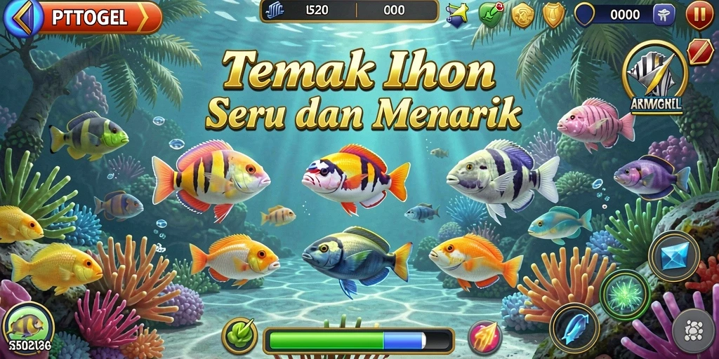 Screenshot gameplay PTTOGEL menampilkan aksi menembak ikan yang seru.