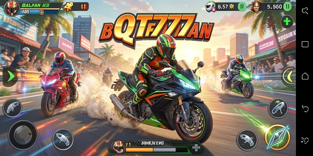 Screenshot menampilkan aksi balapan seru di QT777.