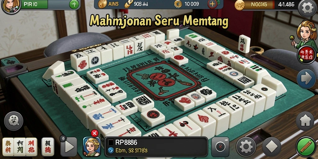 Screenshot menampilkan gameplay seru dari permainan Mahjong RP886.