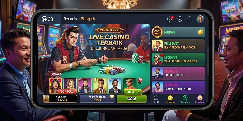 Screenshot RR33 menunjukkan permainan Live Casino yang mendebarkan dan interaktif.