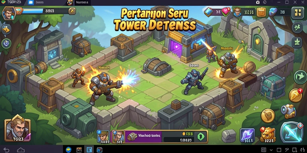 Tampilan gameplay seru TGER123 dalam Tower Defense.