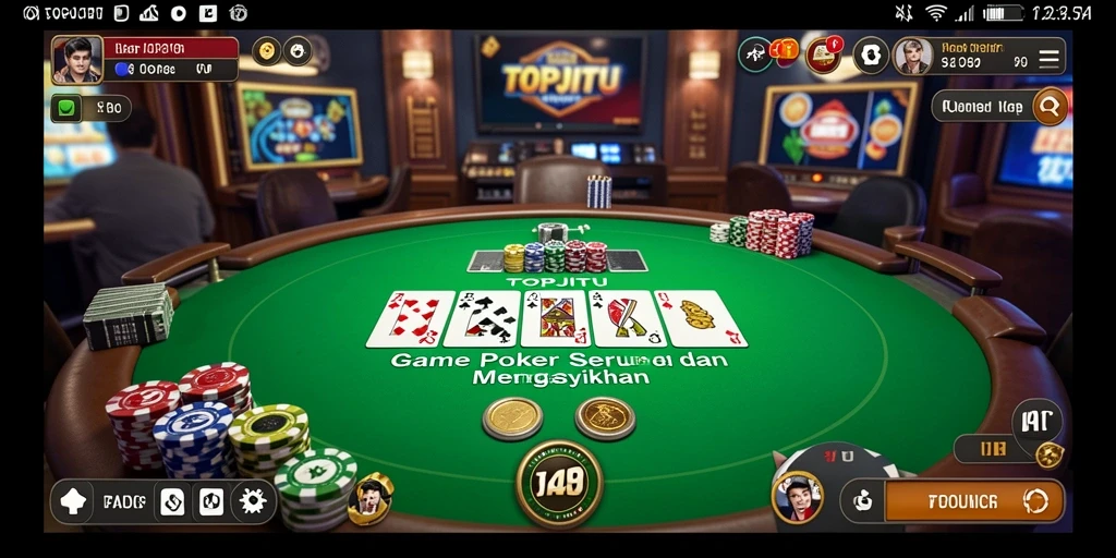 Screenshot gameplay TOPJITU menampilkan keseruan permainan Poker yang memikat.
