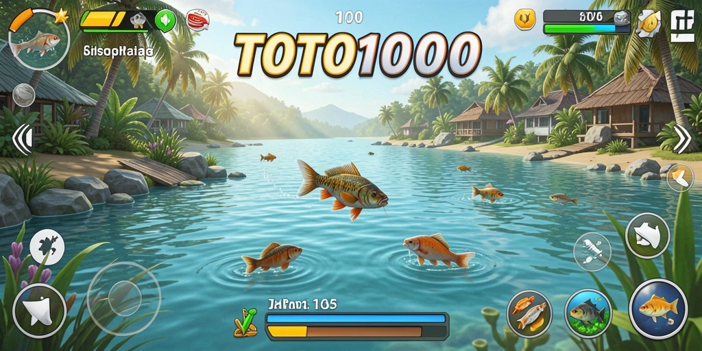 Tampak gameplay TOTO1000 yang mendebarkan saat memancing.