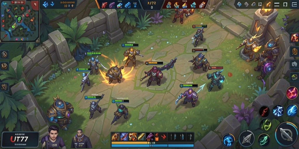 Tampilan aksi luar biasa dari gameplay MOBA UT77.
